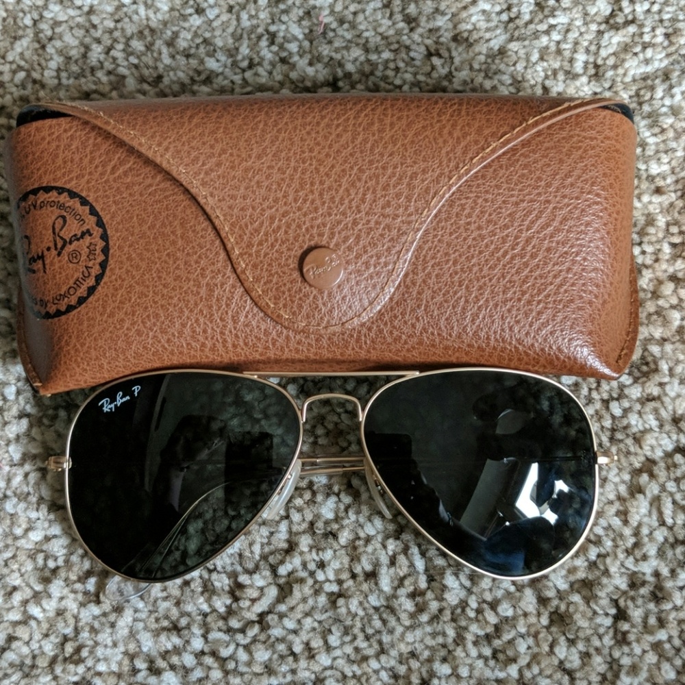Ray Ban polarized L metal aviators